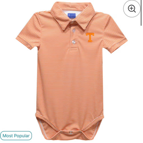 Tennessee Volunteers Vive La Fete Infant Polo Pencil Stripe Bodysuit - Tennessee Orange