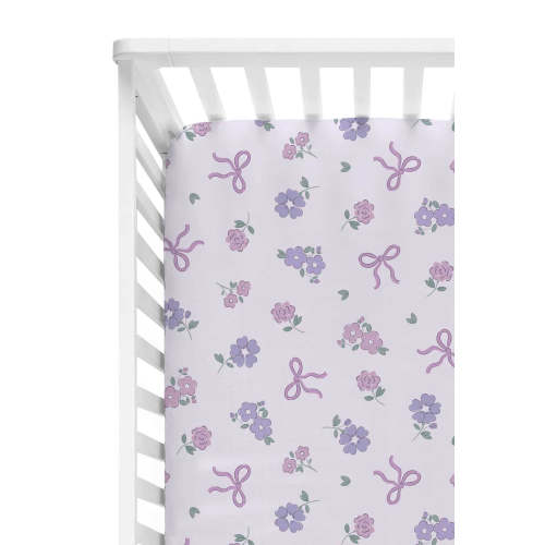 Ribbon & Roses Crib Sheet | Purple