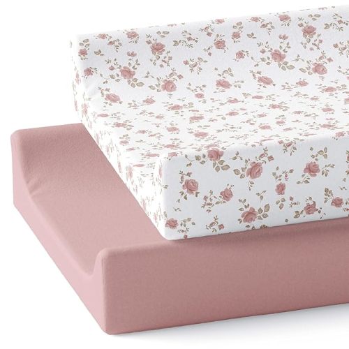 Baby Changing Pad Cover 2-Pack for Girls (Juliette) - Premium Fitted Sheets Baby Diaper Changing Table Cover - Buttery Soft Cotton Blend