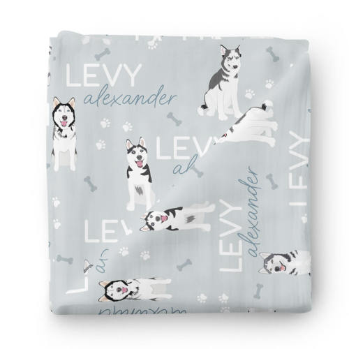 Personalized Baby Name Swaddle Blanket | Husky
