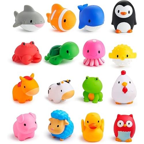 Munchkin Bath Toy Squirts, Ocean Sea Animal | 9 Months and Up | 16 Pack | For Babies and Toddlers