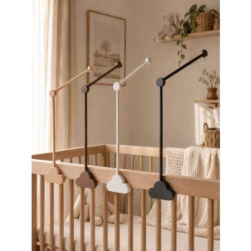 Wooden Crib Mobile Arm Holder, Natural Wood Baby Mobile Stand, Scandinavian Nursery Décor