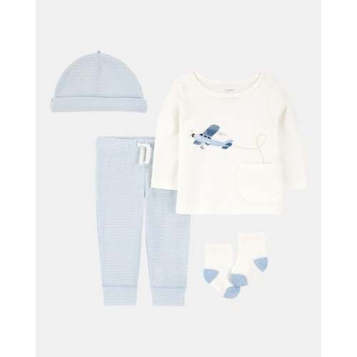 Baby 4-Piece Airplane Print Outfit Set - Blue | Carter's