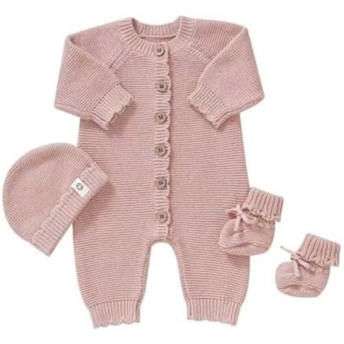Organic Cotton Baby Sweater Knit Romper Hat Booties 3 Piece Newborn Infant Set LongSleeve Cute Outfit Boy Girls Clothe
