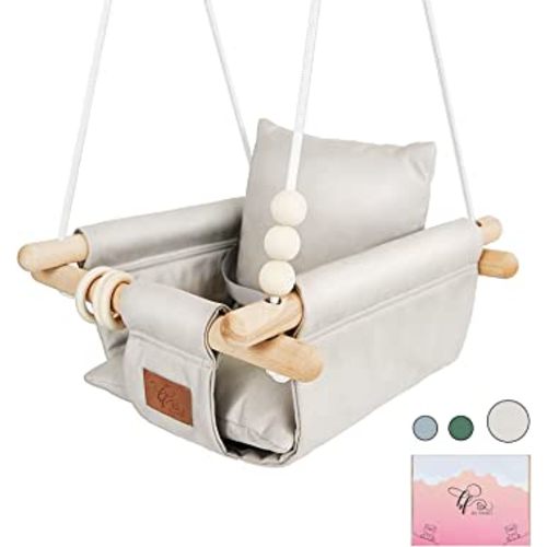 The Classy Leather Swing Seat for Baby’s Happiness & Growth - UV Resistant Leather for Indoor and Temporary Outdoor - Infant to Toddler - Seat with Velcro & Belt - Ceiling Hardware - Gift for Lover