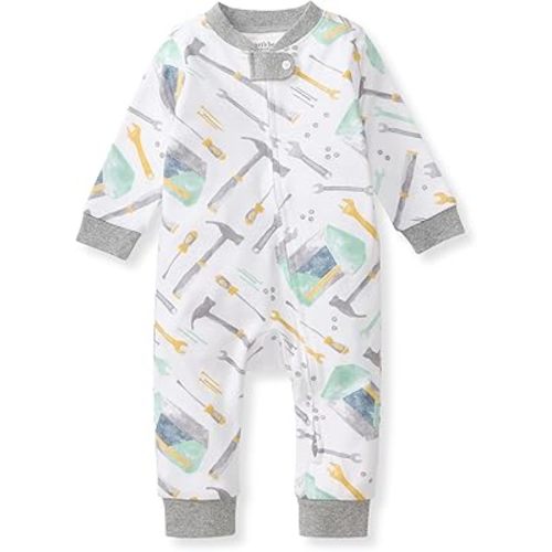 Burt's Bees Baby baby-boys Sleep and Play Pjs, 100% Organic Cotton One-piece Zip Front Footless Romper Jumpsuit Pajamas