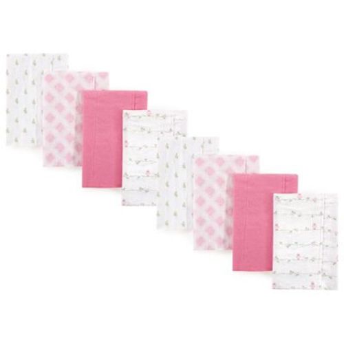 Luvable Friends Girls Cotton Poly Flannel Burp Cloths 8-pack, Bird, One Size