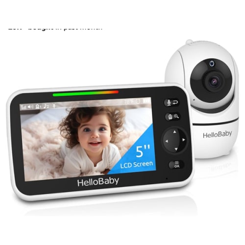 HelloBaby No WiFi Baby Monitor 5" Screen 30-Hour Battery Pan-Tilt-Zoom Video Upgrade with Camera and Audio, Night Vision, VOX, 2-Way Talk, 8 Lullabies and 1000ft Range, Father's Day for New Dad