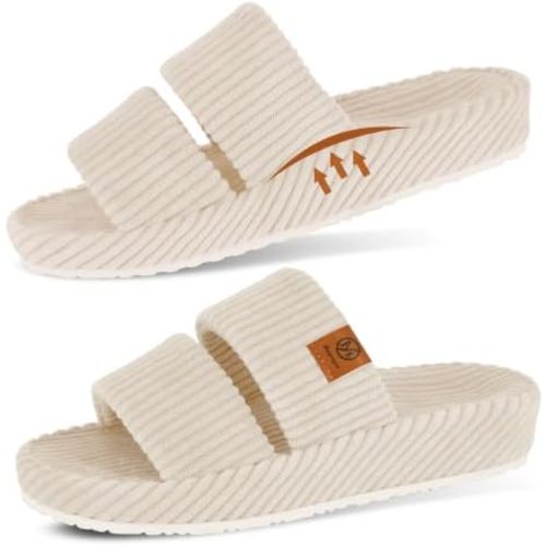 Orthopedic Slippers for Women with Ach Support Memory Foam Slippers for Plantar Fasciitis Orthotic Open Toe House Shoes Indoor Outdoor Rubber Sole