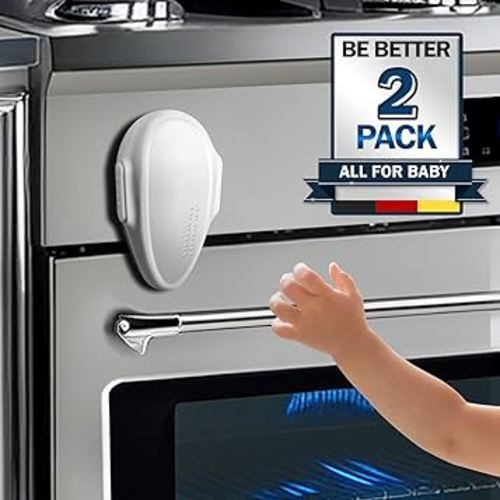 Oven Lock Child Safety (2 Pack), Kitchen Safety Oven Door Lock for Babies & Kids, Stove Child Proof, Childproof Oven Locks for Toddlers, Upgrade Heat-Resistant Material, Easy to Install (White)