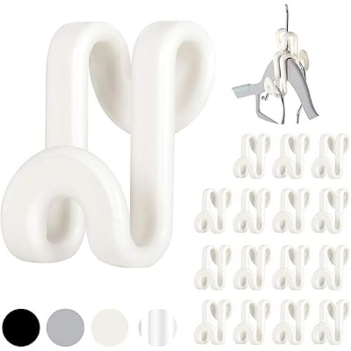 Mlici Cascading Hanger Connector, 60 Pcs Plastic Connector Hooks for Velvet Hanger or Clothes Hangers, Space Saving Hangers Hooks Closet Organizer - White