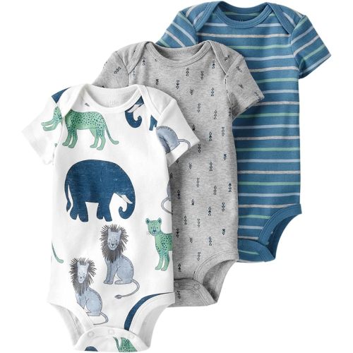 little planet by carter's Baby 3-Pack Organic Cotton Short-Sleeve Rib Bodysuits