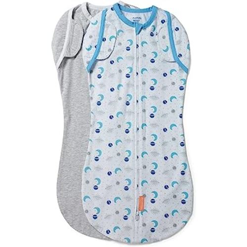 SwaddleMe Arms Free Convertible Pod - Size Large, 4-6 Months, 2-Pack (Zoom to the Moon)
