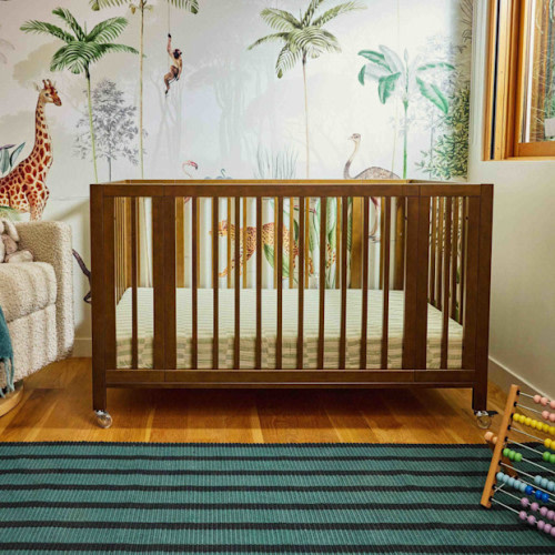 Rolli 9-in-1 Convertible All-Stages Crib with Bassinet & Toddler Bed Conversion Kits - Natural Walnut