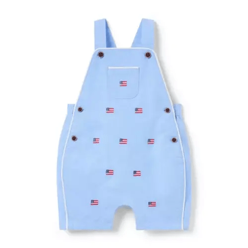 Baby Ocean Air Heather Flag Baby Embroidered Flag Oxford Overall by Janie and Jack