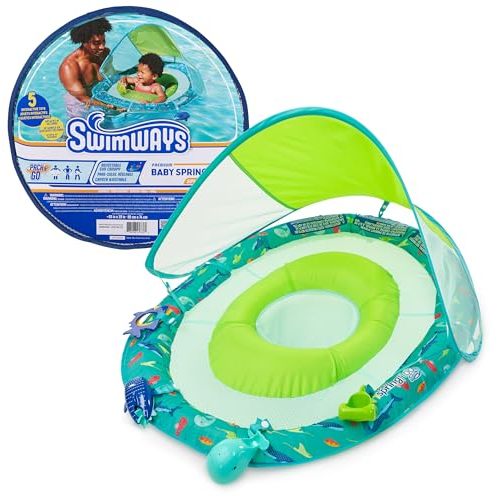 SwimWays Baby Spring Float Splash N Play, Baby Pool Float with Canopy & UPF Protection, Swimming Pool Accessories for Kids 9-24 Months