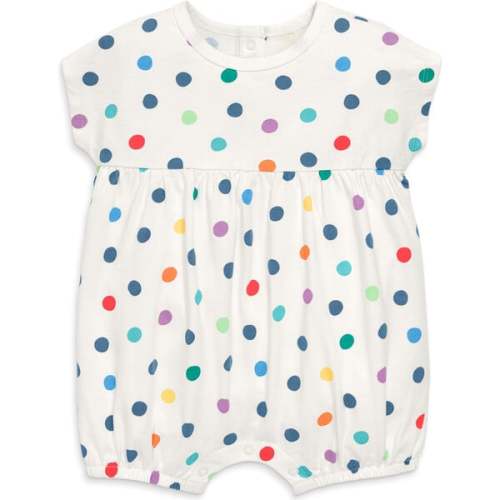 Baby Bubble Shortie In Rainbow Confetti Dots, Ivory Rainbow Dots - Primary | Maisonette