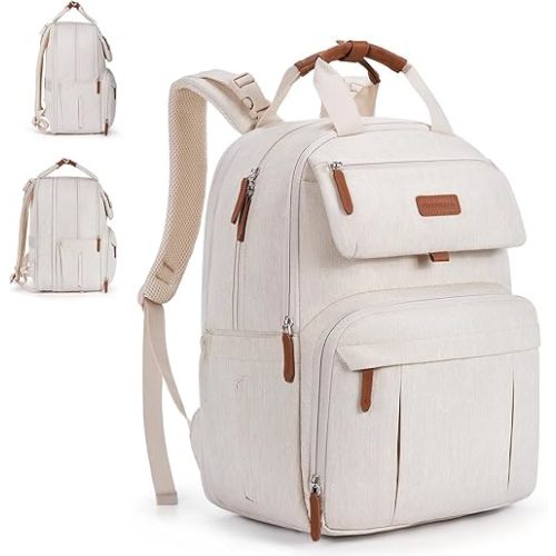 mommore Diaper Bag Backpack, Large Diaper Bag Expandable for 2 Kids/Twins, Durable Baby Bag with Changing Pad, Water Resistant Travel Diaper Backpack for Mom Dad