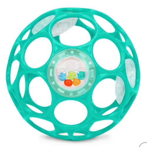 Bright Starts Oball Easy-Grasp Rattle BPA-Free Infant Toy in Teal, Age Newborn and up, 4 Inches