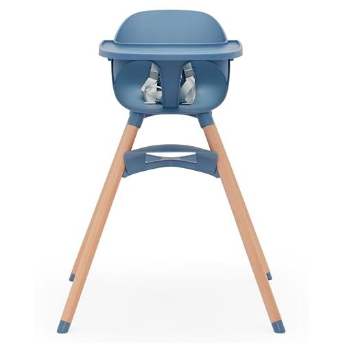 Lalo The Chair Convertible 3-in-1 High Chair for Babies & Toddlers, Dishwasher Safe Tray, Adjustable Footrest, Blueberry