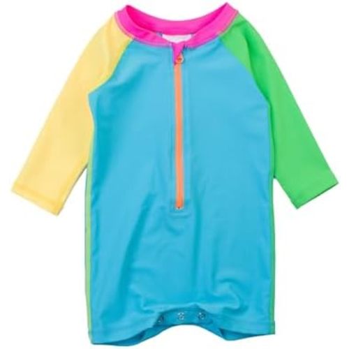 RUGGEDBUTTS Baby/Toddler Boy Swimsuit, One Piece Zipper Rash Guard Sunsuit with UPF 50+ Sun Protection
