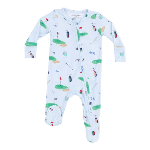 2-Way Zip Footie, Golf Things Blue