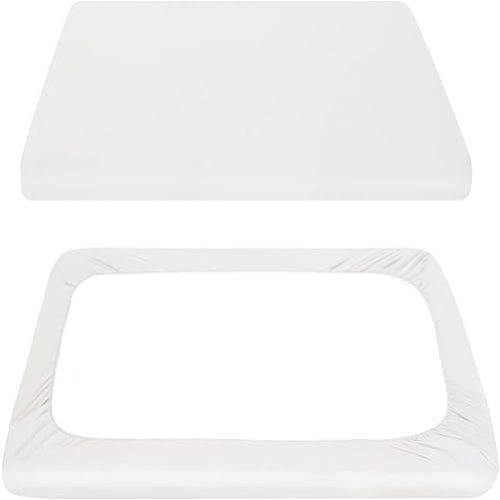 Pack and Play Sheets Fitted, Compatible with 4moms Breeze Plus Playard & Breeze GO Playard, Cotton Pack and Play Sheets Cover, White