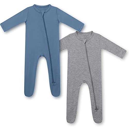 HAPIU Rayon from Bamboo Baby Footed Pajamas, 2 Way Zipper YKK, Footie for Baby Boy Girls, Newborn-24 Months