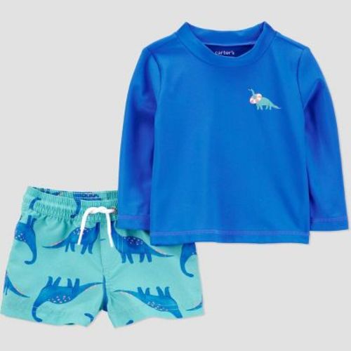 Carter's Just One You®️ Baby Boys' Long Sleeve Dinosaur Printed Rash Guard Set - Blue 3m