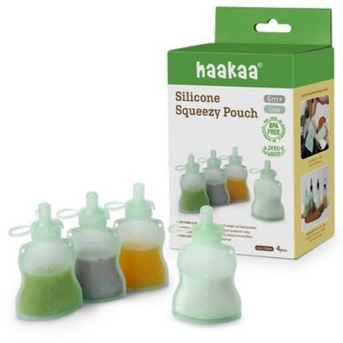 Haakaa Silicone Yummy Pouch 4.5 oz Lime 4-PK