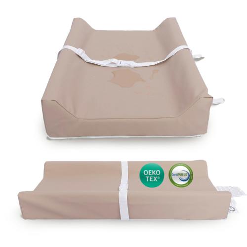 Sleepah Vegan Leather Baby Changing Pad – Contoured Waterproof & Wipeable Foam Changing Pad for Dresser or Table with Removable, Machine-Washable Cover