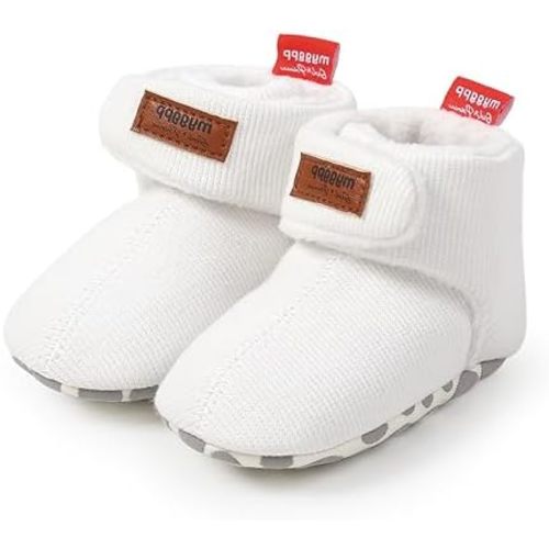 E-FAK Newborn Baby Cozy Fleece Booties with Grippers Winter Slippers Socks Soft Sole Stay On Infant First Walker Crib Shoes