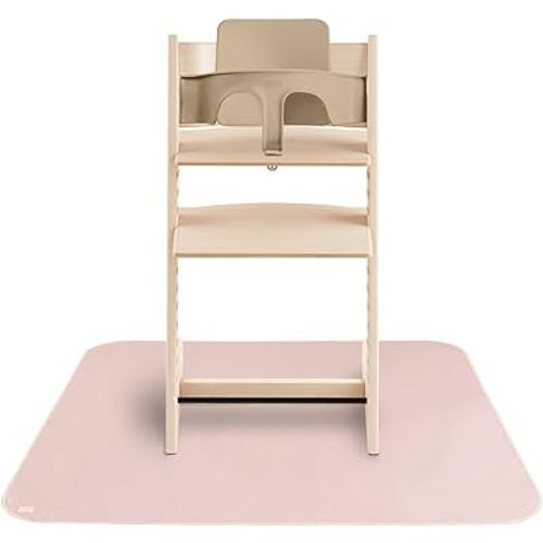 mushie Baby Splat Mat 42.5x42.5 Inch (Blush)| Water Resistant for Under High Chair and Infant Play
