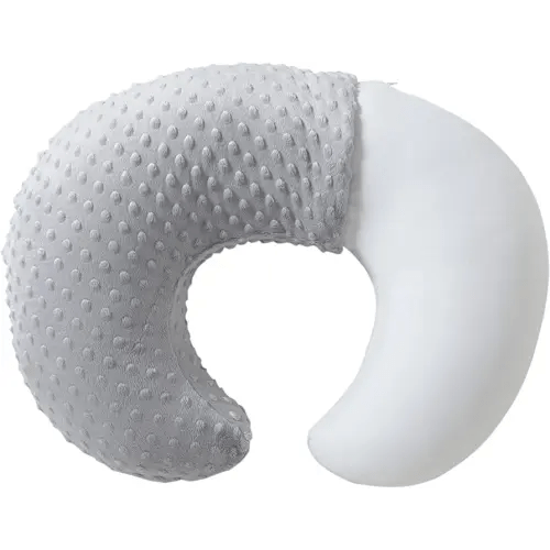 Baby Nursing Pillow and Body Positioner with Premium Minky Slipcover for Breastfeeding for Baby Boys and Girls, Feeding Pillow with Breathable Comfortable Pillowcase (Gray)