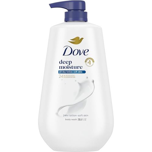 Dove Body Wash Deep Moisture for 24hr Lotion-Soft Skin Moisture Moisturizing Skin Cleanser with No Sulfates No Parabens 30.6 oz