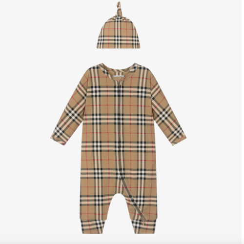 Burberry - Beige Cotton Babygrow Gift Set | Childrensalon