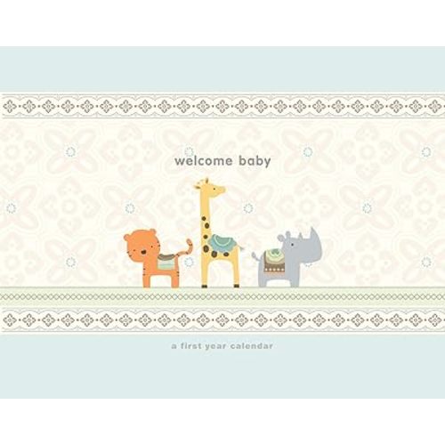 C.R. Gibson Safari Animals Baby's First Year Calendar Memory Book, 11" x 18"
