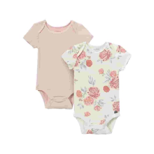 Modern Moments by Gerber Baby Neutral Super Soft 2-Pack Short Sleeve Bodysuits, Sizes Newborn - 12 Months