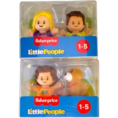 Fisher-Price Little People Toddler Toys Pair of Figure Packs with 2 Characters Each Including Dog (4 Figures Total)