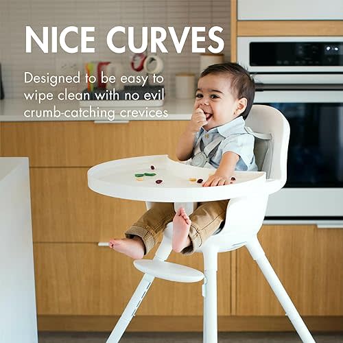Boon GRUB Adjustable Baby High Chair - Convertible High Chair and Toddler Chair - High Chairs for Babies and Toddlers 6 Months to 6 Years - Dishwasher Safe - White