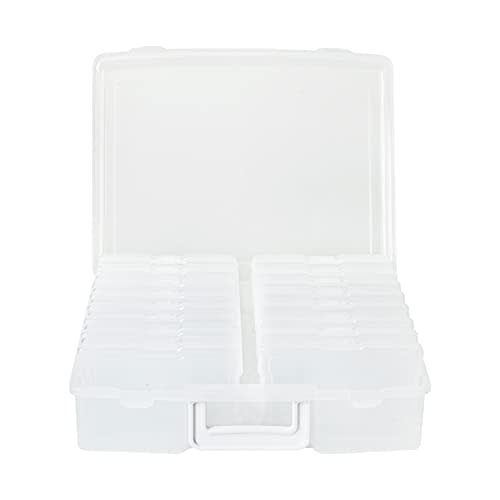 novelinks Photos Organizer 4" x 6" Photo Storage Box with Handle - 16 Inner Photo Cases Photo Box Storage Picture Organizers and Storage (White)