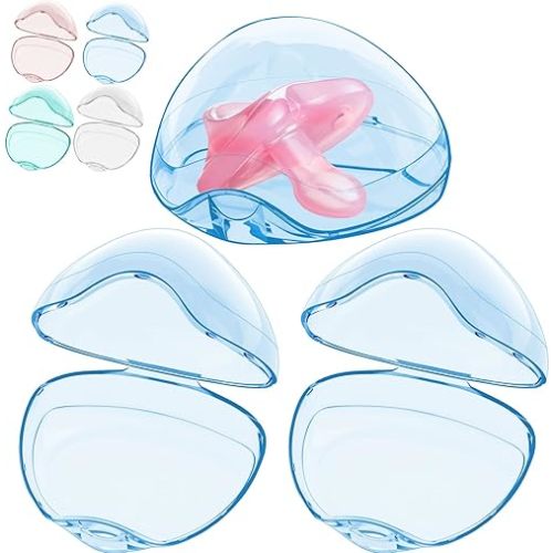 Smlpuame Pacifier Case,3 Pack BPA Free Pacifier Holder Case,Transparent Container Box for Baby Binky(Not Included),Essential Pacifier Accessories,Alway Keep Paci Clean,Easy to Clean(Blue)