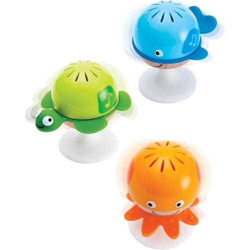 Hape Put-Stay Rattle Set | Three Sea Animal Suction Rattle Toys, Baby Educational Toy Set, Multi, 5'' x 2'' (E0330)