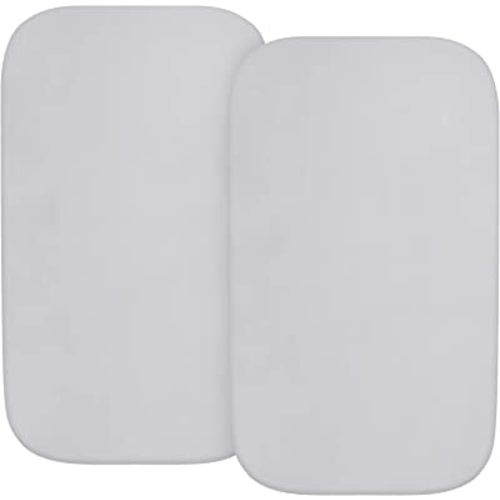 Bassinet Sheets Fit for Rectangle, Hourglass or Oval Bassinet Mattress (32" x 17"), Universal Fitted Sheet Set for Various Cradle and Bassinet Mattress Pad, 2 Pack, Grey