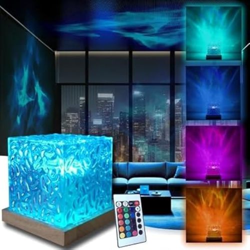 Ocean Wave Light Projector | Northern Lights Aurora & Crystal Ripple Lamp | Ocean Mood & Night Light with Remote, Multi-Mode Moving Waves & Aurora Effects for Bedroom, Living Room & Romantic Ambience