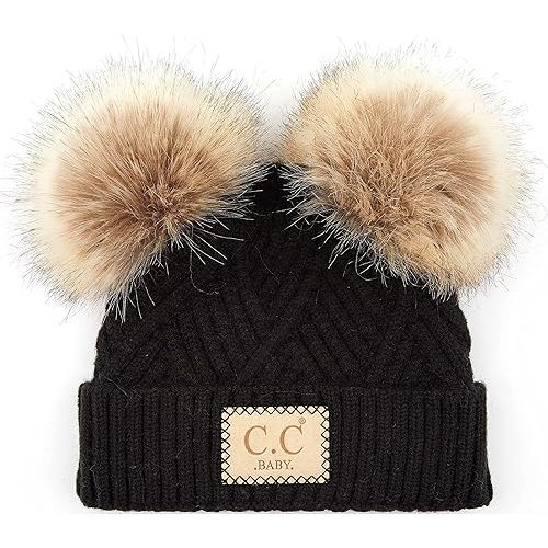 Funky Junque Baby Beanie Hat - Soft Knit Winter Cap with Double Pom Pom - Easter Pastels, Classic Solids, Value Packs