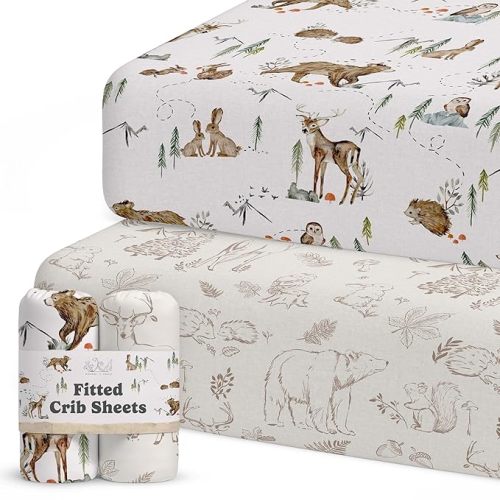 Fitted Baby Crib Sheets - 2 Pack - (Magic Forest)