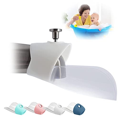 Bath Helper - Bath Tub Faucet Extender - Guides Water Directly from Faucet to Baby Bath Tub Without Excessive Water Waste and Splashing (Clear White)
