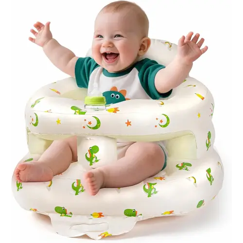 Inflatable Seat for Babies 3–36 Months, SSyang Sit Me Up Floor Chair with Built-in Air Pump, Supportive Baby Chair for Learning to Sit, Full Surround Design – Dinosaur