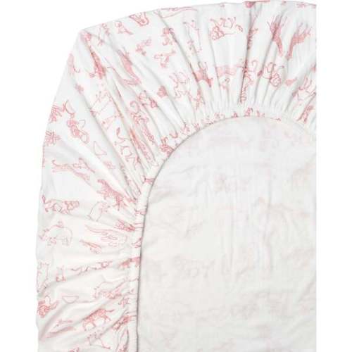 Animal Parade Print Elastic Corner Crib Sheet, Tulip - Oso & Me | Maisonette